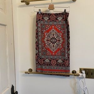 kaleidoscope Topshop orange stretchy pencil skirt